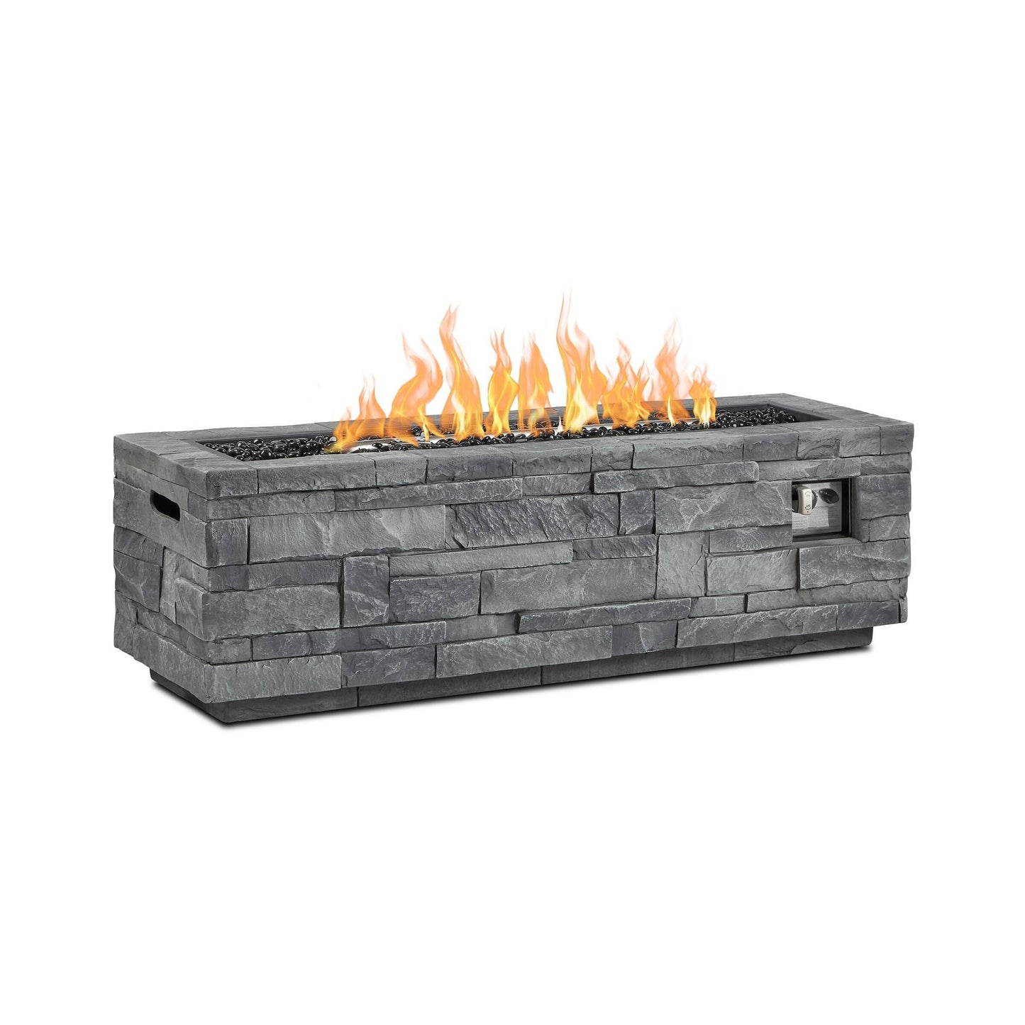 Ledgestone Rectangle Propane Fire Table With Natural Gas Conversion Kit, Gray