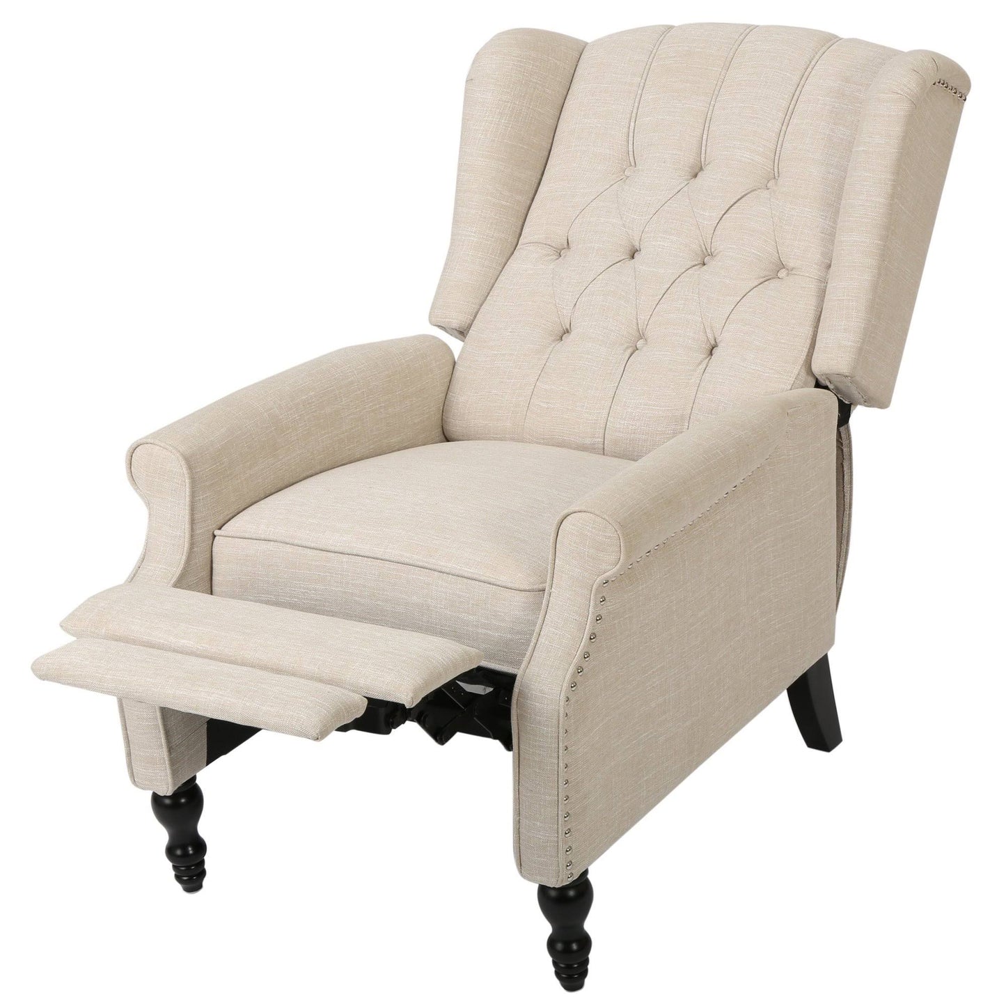 Light Beige Tufted Fabric Arm Chair Recliner