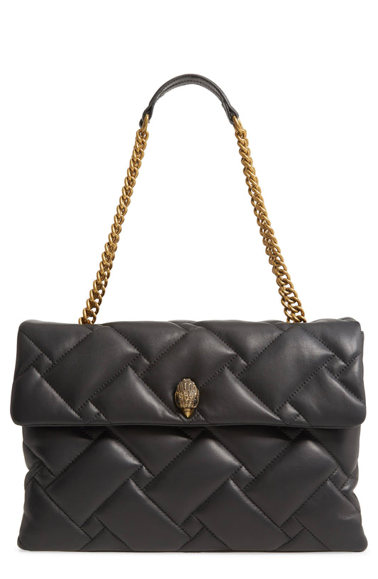 London Xxl Soft Quilted Leather Kensington Shoulder Bag - Black