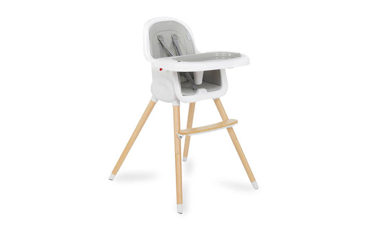 Lulu 2-In-1 Highchair Convertible Compact High Chair Light Weight Portable, Light Grey