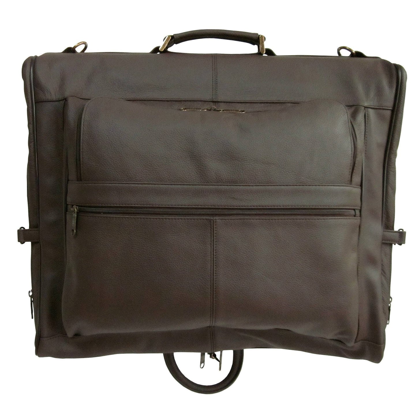 Leather Three-Suit Garment Bag (Brown)