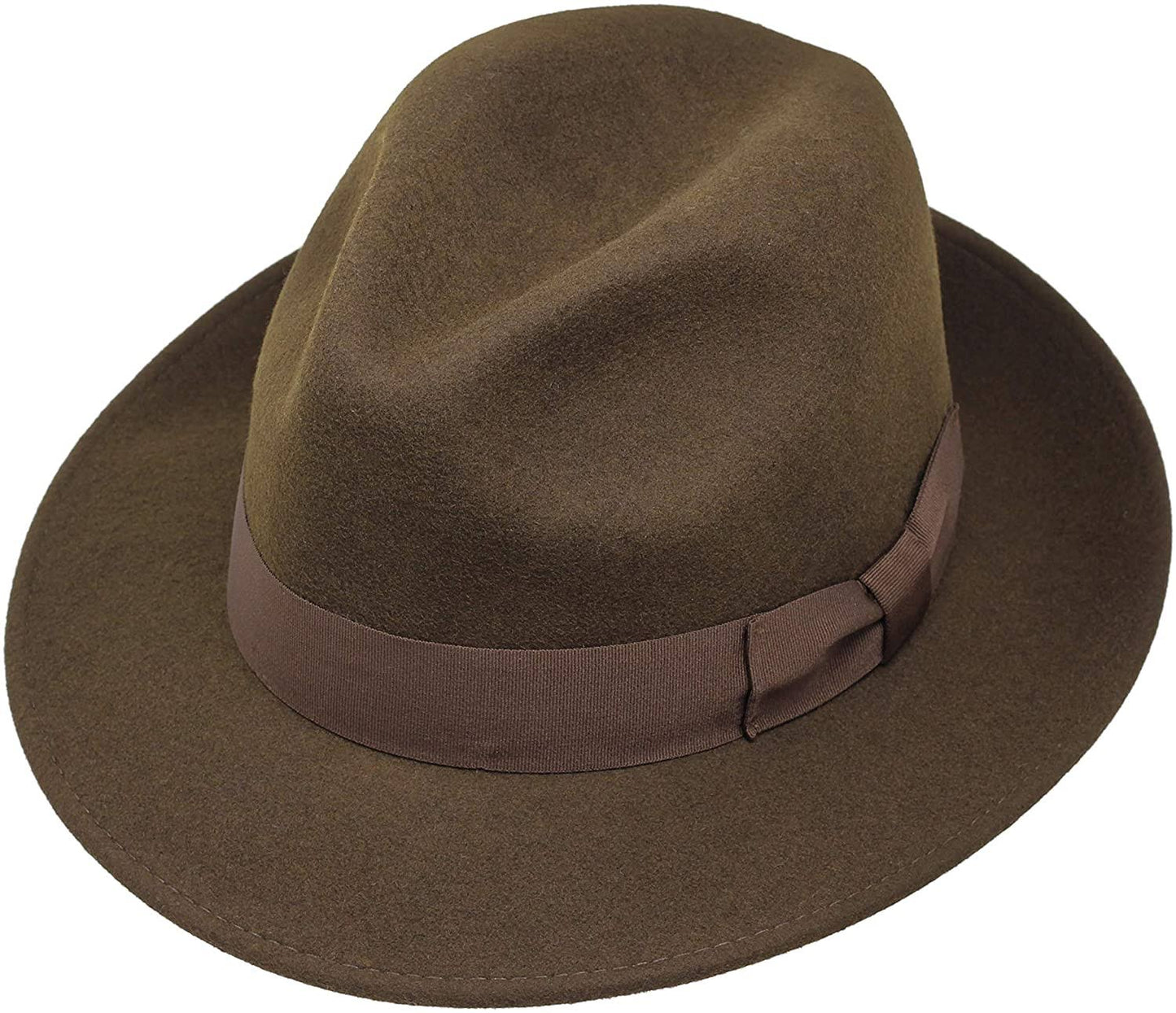 Lightweight Fedora - 100% Wool Felt - Crushable For Travel - Water Resistant - Snap Brim