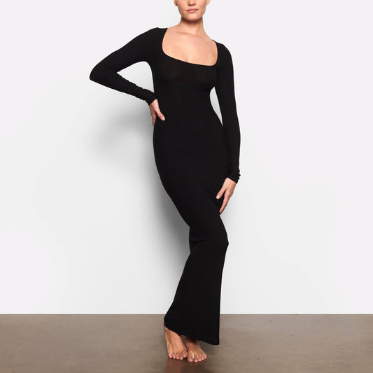 Long Sleeve Dress | Black | Medium | Soft Lounge