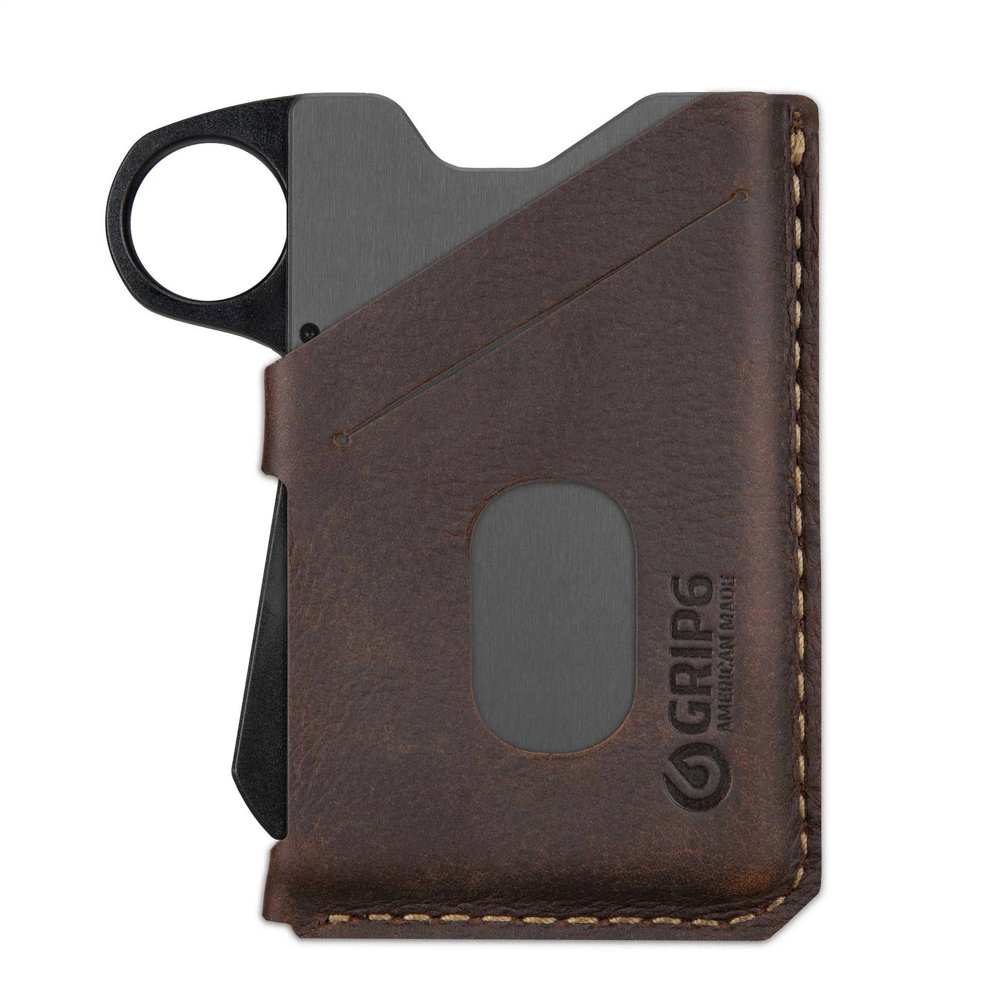 Loop Slim Minimalist Wallets For Loop, Gunmetal (Grey) W/Brown Leather