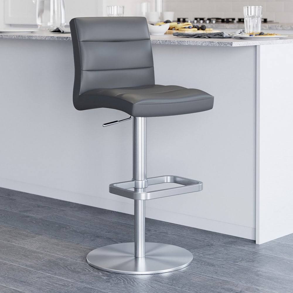 Lush Adjustable Height Swivel Armless Bar Stool With Chrome Base