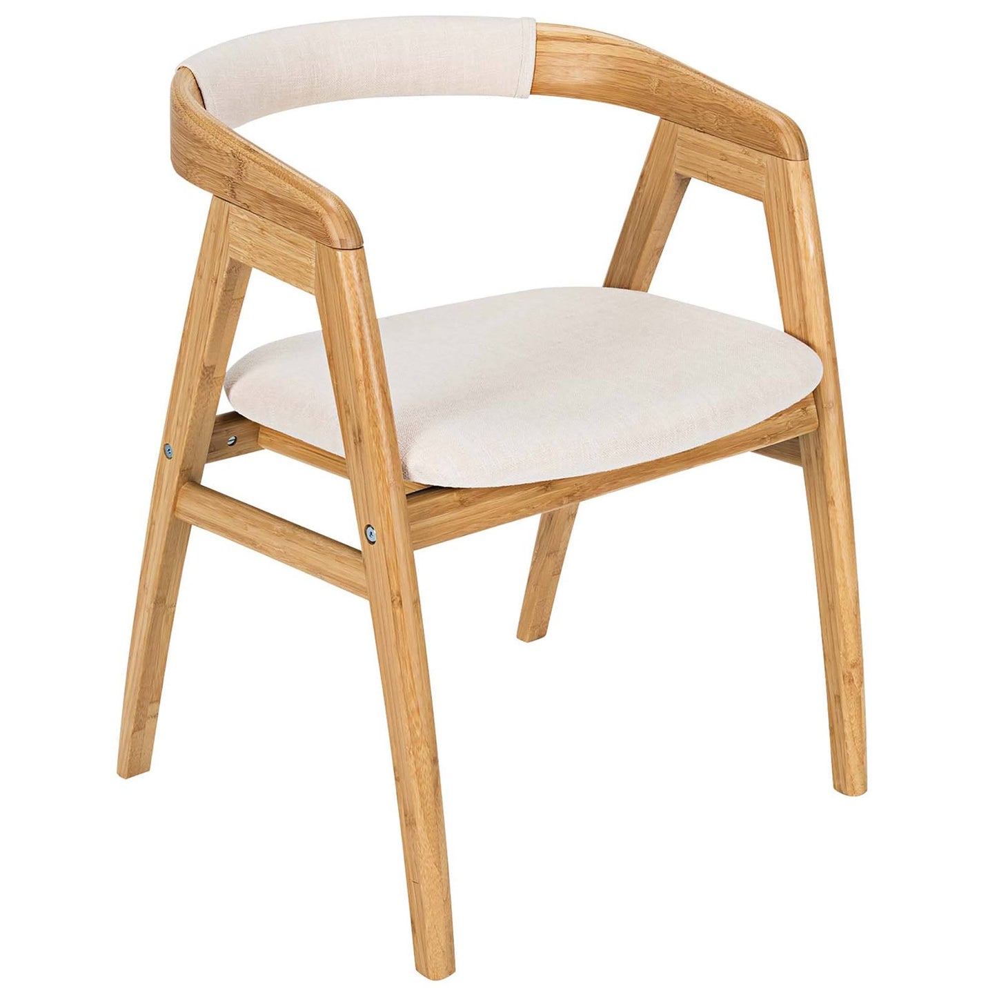 Leisure Bamboo Chair Dining Chair W/ Curved Back & Anti-Slip Foot Pads