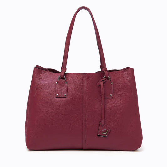 Ludlow Pebble Leather Tote In Port