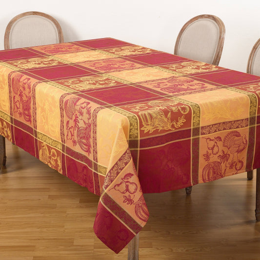 Lifestyle 72 X 90 In. Thanksgiving Holiday Design Jacquard Cotton Blend Tablecloth