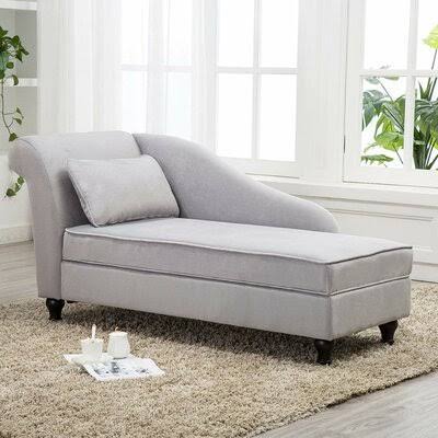 Left Rolled Arm Chaise Lounge With Storage Upholstery Color: Gray