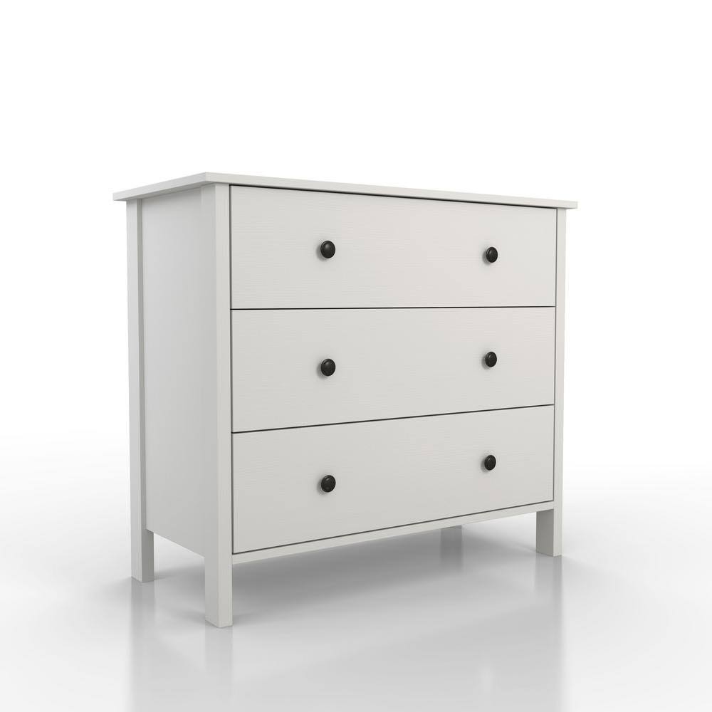 London 3-Drawer White Chest Of Drawers 29 In. H X 34 In. W X 21 In. D