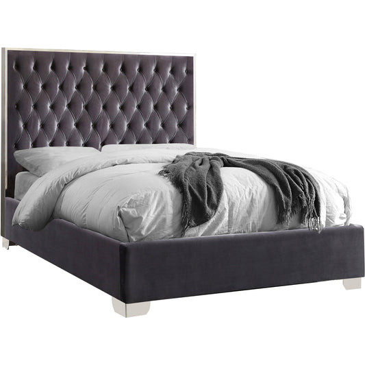 Lexi Grey Velvet Queen Bed