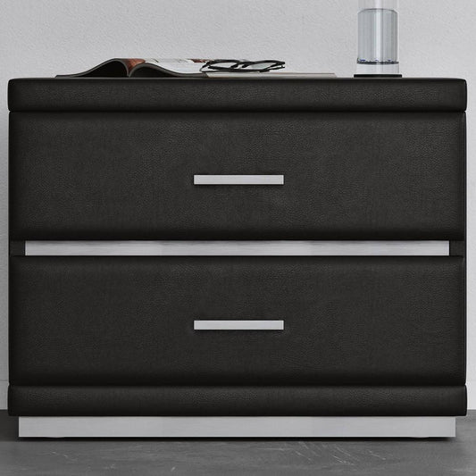 Leatherette Upholstered Henley Night Stand With 2 Soft Close Drawers