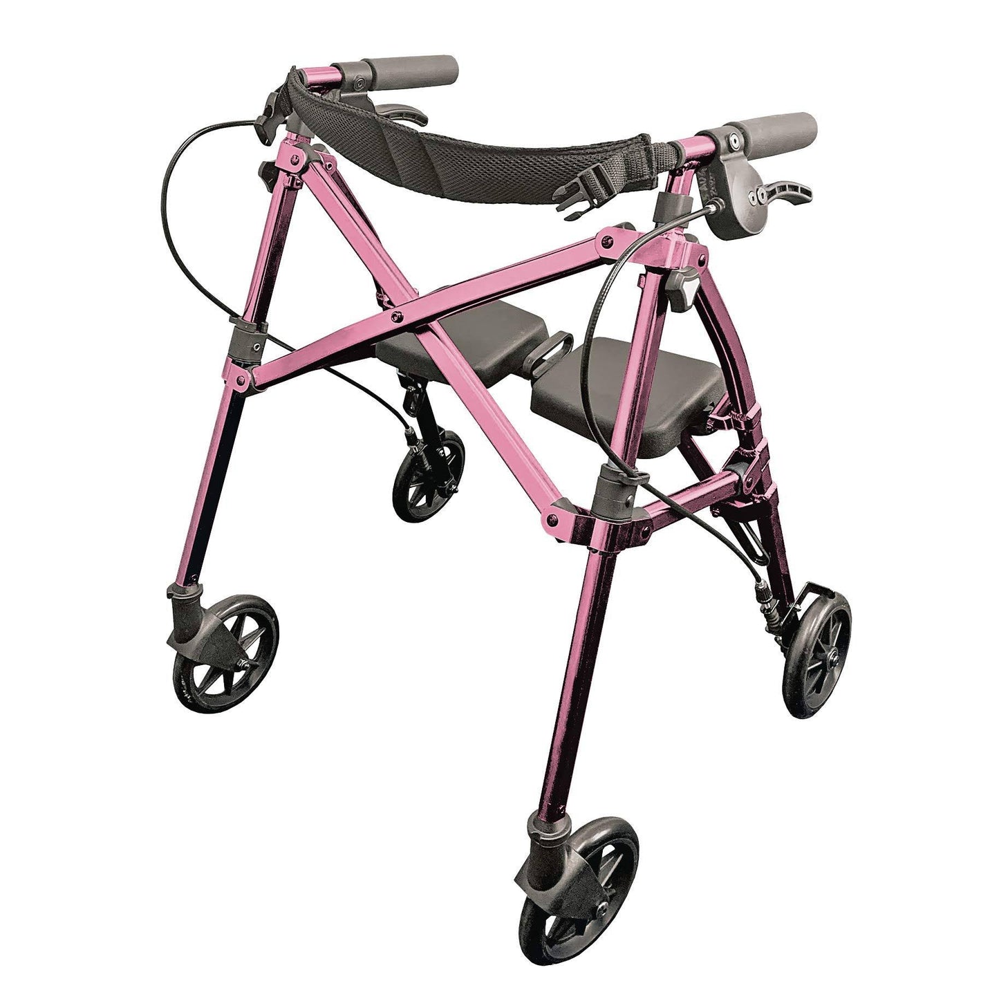 Life Space Saver Short Rollator, Lightweight Folding Walker, Rose, Pink