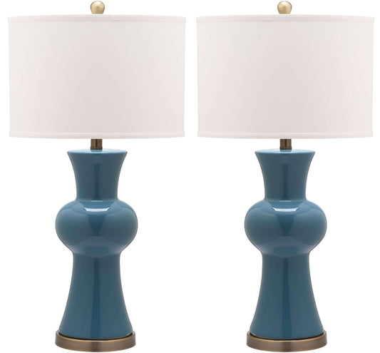 Lola Ceramic Column Table Lamp - White