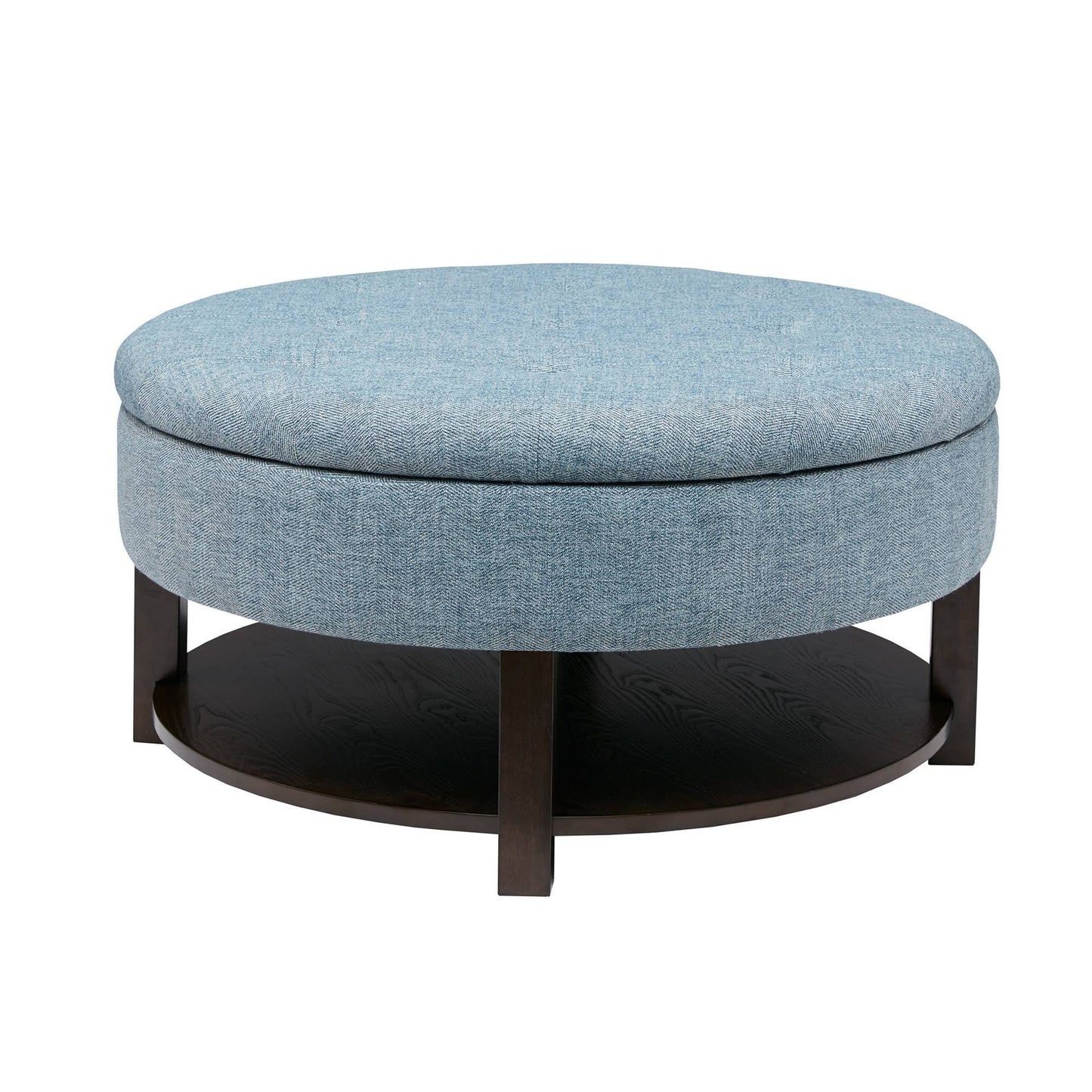 Light Grey Miller Round Storage Ottoman