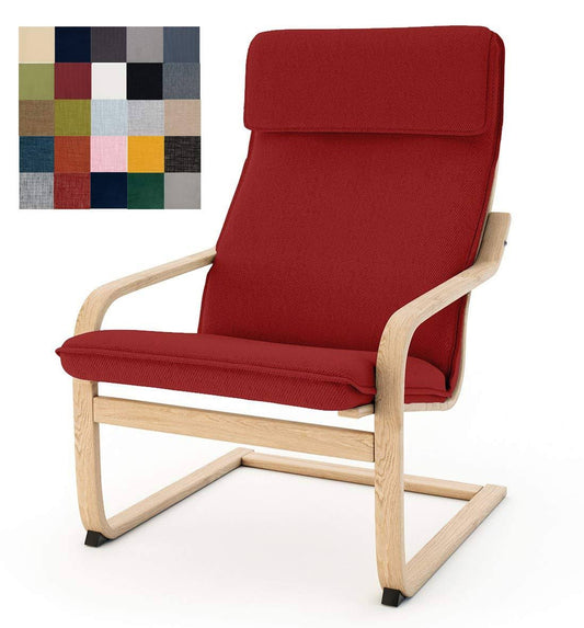 Lude Multi Colored Armchair Replacement Cover, Fits Ikea Poäng Armchair, Cushion Not Included (Cushion Design 1, Cotton - White)