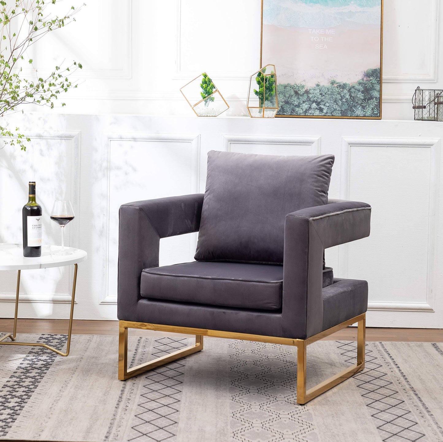 Lenola Upholstered Accent Arm Chair, Gray