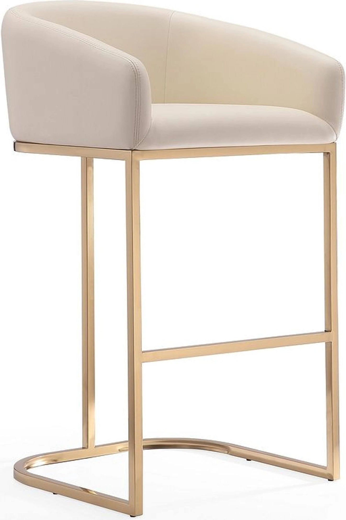 Louvre Barstool In Cream And Titanium Gold (Set Of 3)