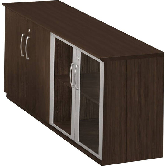 Low Wall Cabinet With Glass Doors - Mocha