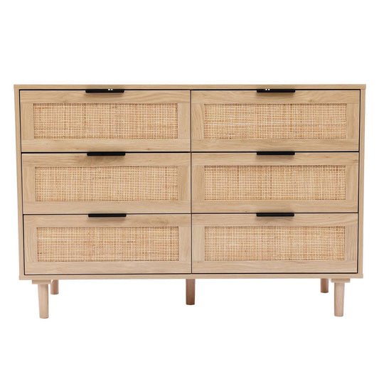 Light Wood 6 Drawer Bedroom Dresser