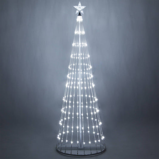 Lighting 9' Cool White 14-Function Led Light Show Cone Christmas Tree, Outdoor Christmas Decorations