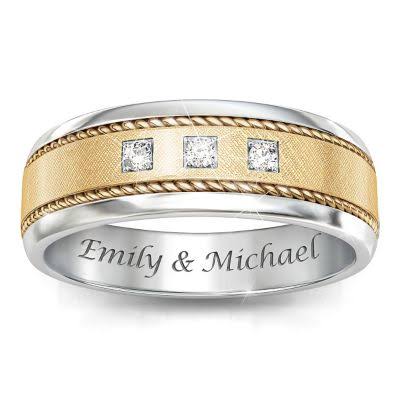 Love Personalized Men's Two Tone Diamond Ring - Personalized Jewelry