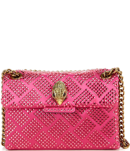 London Mini Kensington Embellished Fabric Convertible Crossbody Bag In Bright Pink