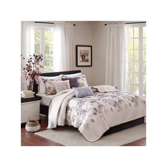 Luna 6 Piece Quilted Coverlet Set - Blue - King/Cal King