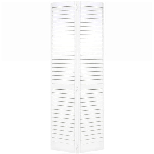 Louvered Pine Wood Painted Plantation Bi-Fold Door 1 In. X 32 In. X 80 In.