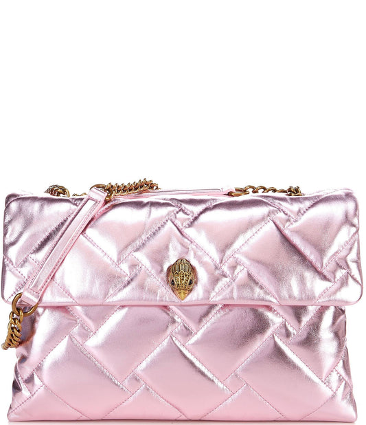 London Xxl Pink Metallic Soft Quilted Leather Shoulder Bag - Light Pastel Pink