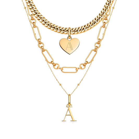 Letter Multi Chain Layered Set - Gold