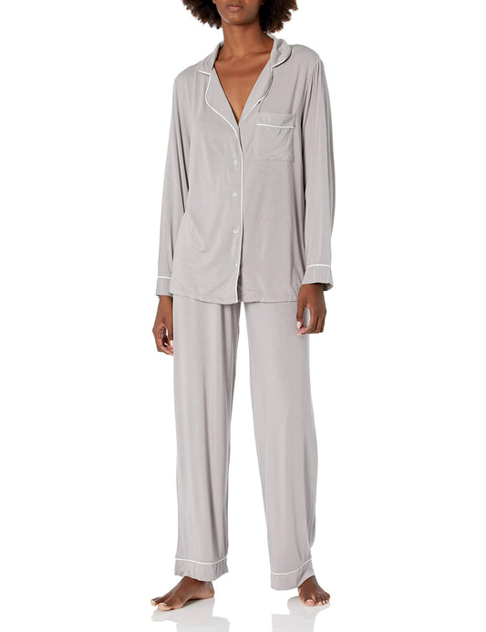 Luxe Milk Jersey Piped Pajama Set - L