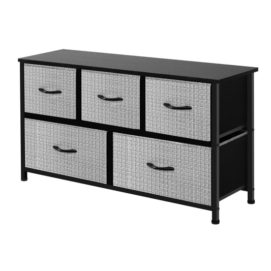 Life Concept Extra Wide Dresser Storage Tower With Sturdy Steel Frame,5 Drawers Of Easy-Pull Fabric Bins, Organizer Unit For Bedroom, Hallway,