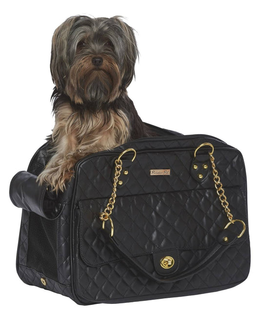 London Quilted Dog Carrier - Black