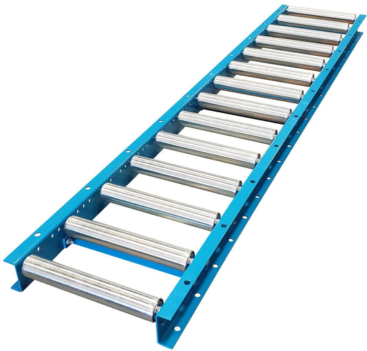 Light-Duty Gravity Conveyor With 1.5 Galvanized Steel Rollers On 4-12 Roller Centers. 12 Wide, 5 Long Steel Frame -