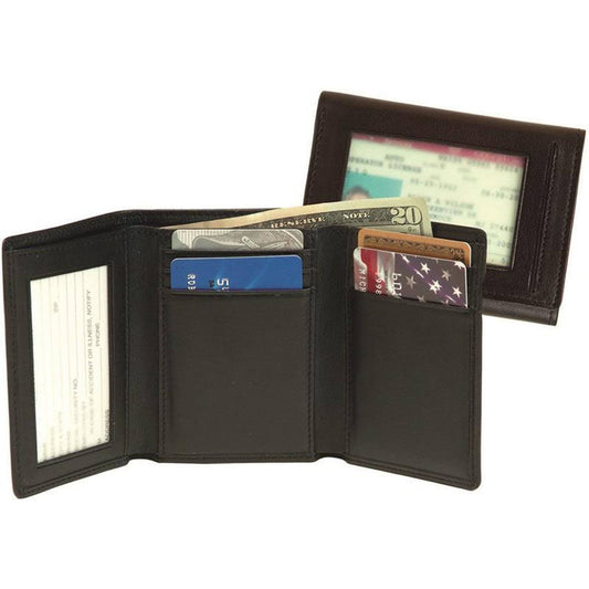 Leather Trifold With Double Id Window Wallet, Men's, Black