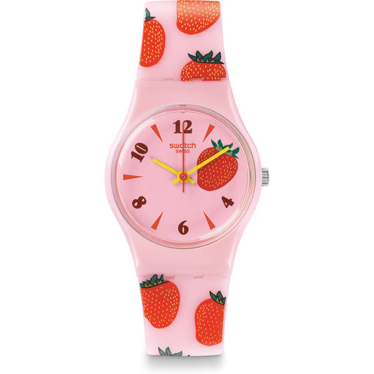 Lp136 Miss Fraise Pink And Strawberry Silicone Watch