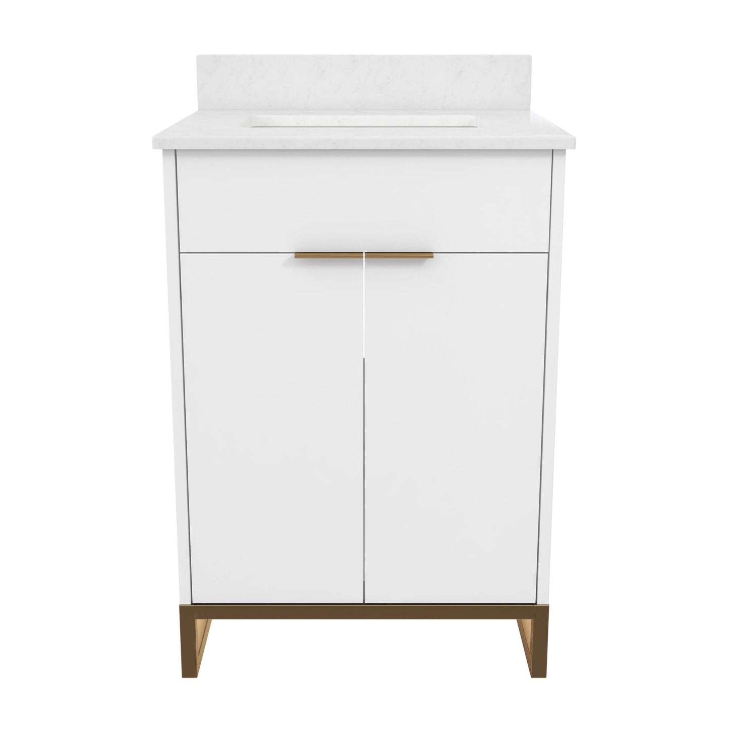 Leona 24" Bathroom Vanity In White With Gold Metal