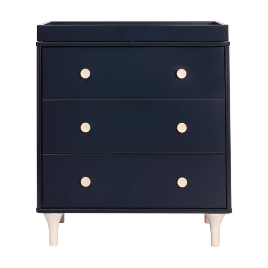 Lolly 3 Drawer Changer Dresser In Navy And Washed Natural - M9023vnx