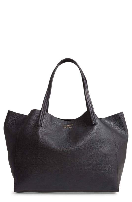 London Violet Leather Tote - Black