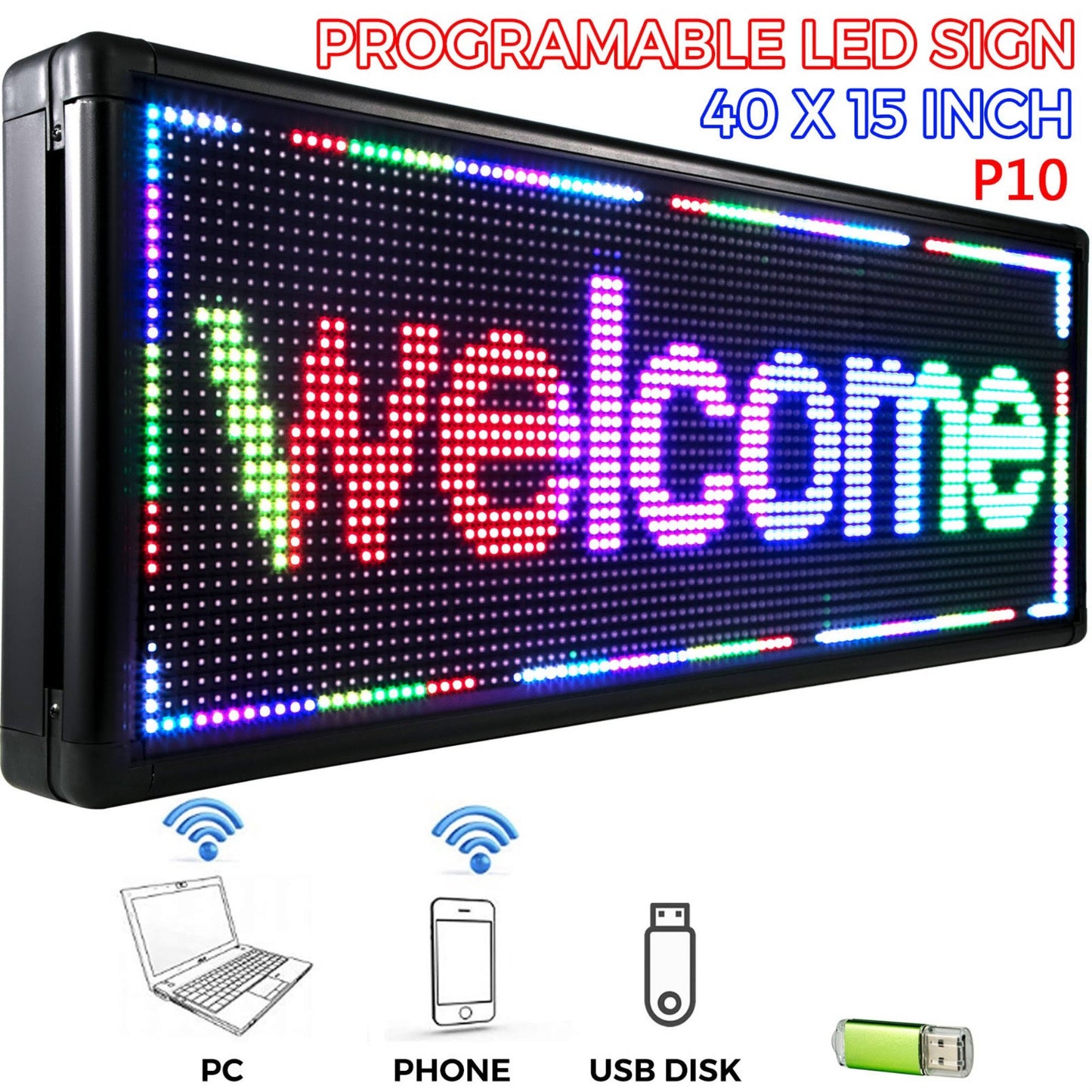 Led Sign Led Scrolling Sign 40 X 15 Inch Full Color Signs For Advertising