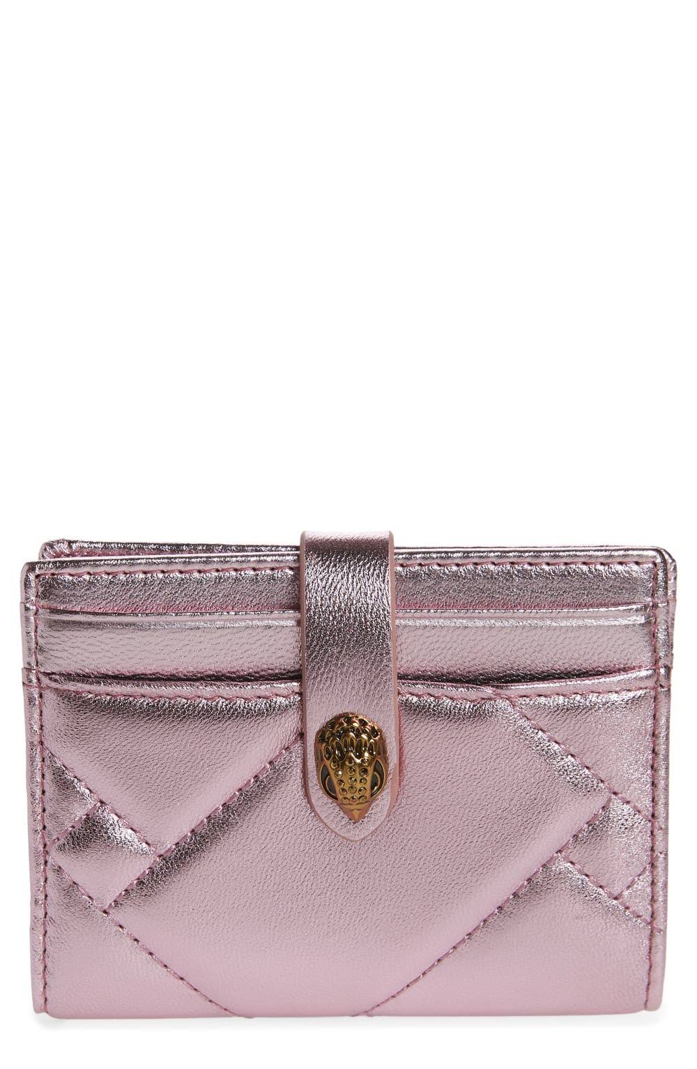 London Metallic Leather Multi Card Holder In Light/Pastel Pink