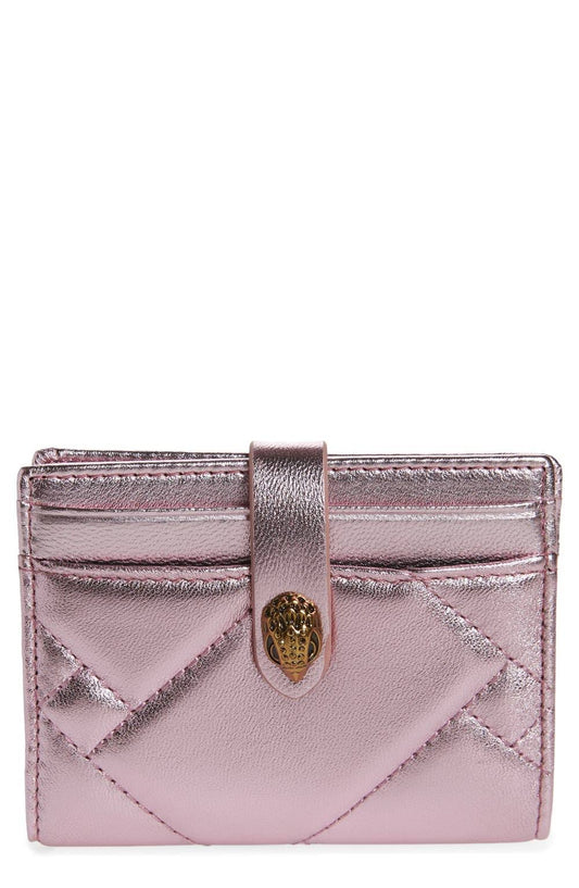 London Metallic Leather Multi Card Holder In Light/Pastel Pink