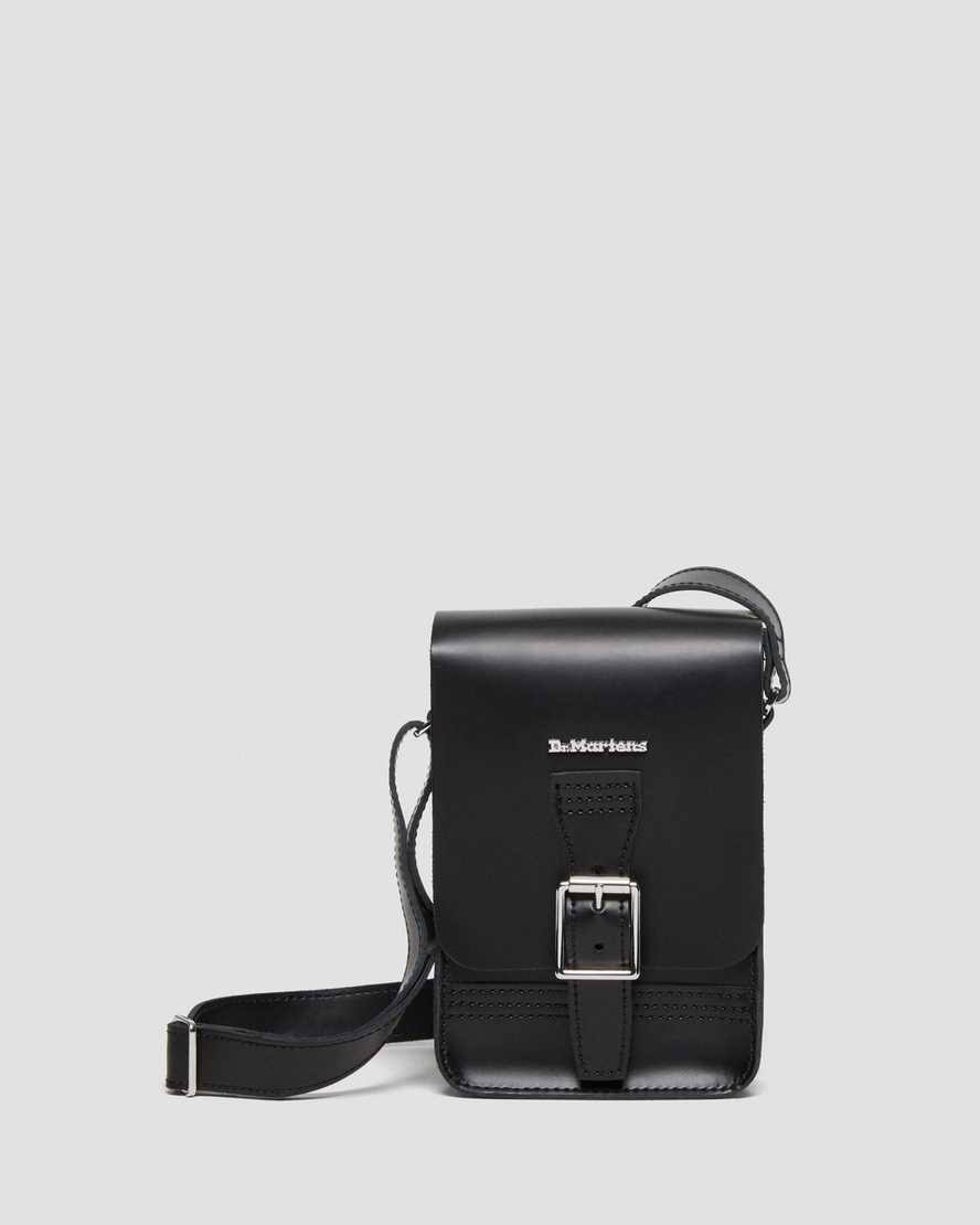 Leather Vertical Crossbody Bag In Black