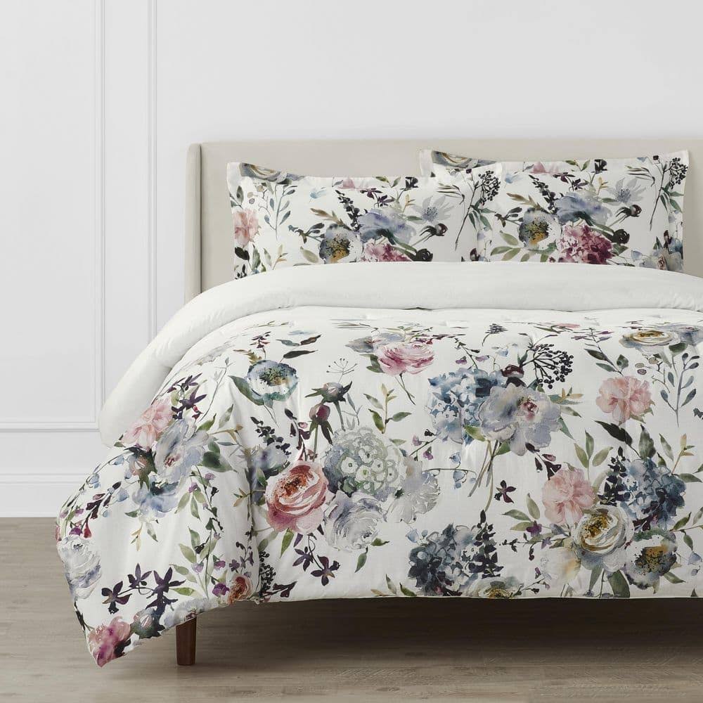 Lorna 3-Piece Watercolor Bird Floral Full/Queen Comforter Set Multi