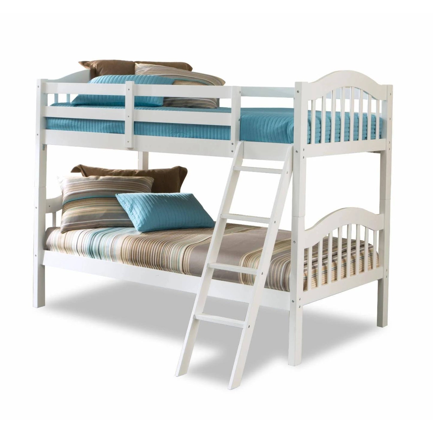 Long Horn White Solid Hardwood Twin Bunk Bed