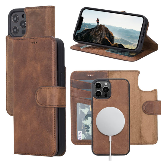 Leather Wallet Case For Iphone 12 Pro Max - Oxa, Brown