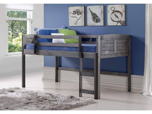 Louver Low Loft Bed, Twin, Antique Grey