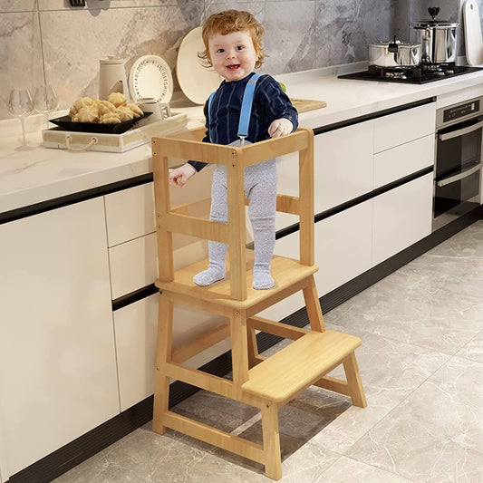 Lover Kitchen Step Stool For Kids And Toddlers With Safety Rail, Kids Step Stool Standing Tower Learning Stool For Bathroom& Kitchen