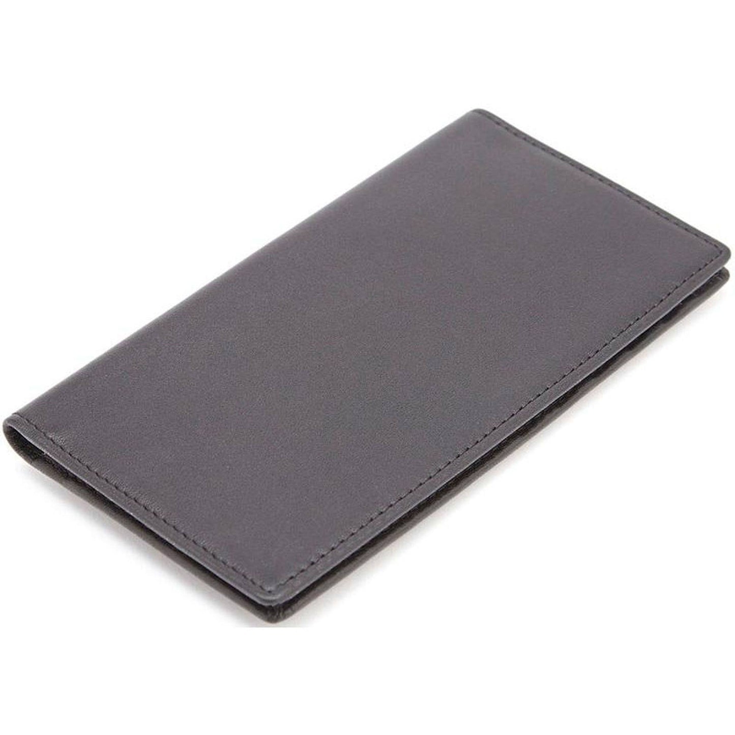 Leather Rfid Blocking Checkbook Secretary Wallet Black